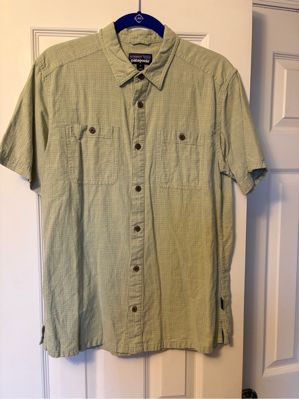 Patagonia Light Green Short-Sleeve Casual Button-Down Shirt